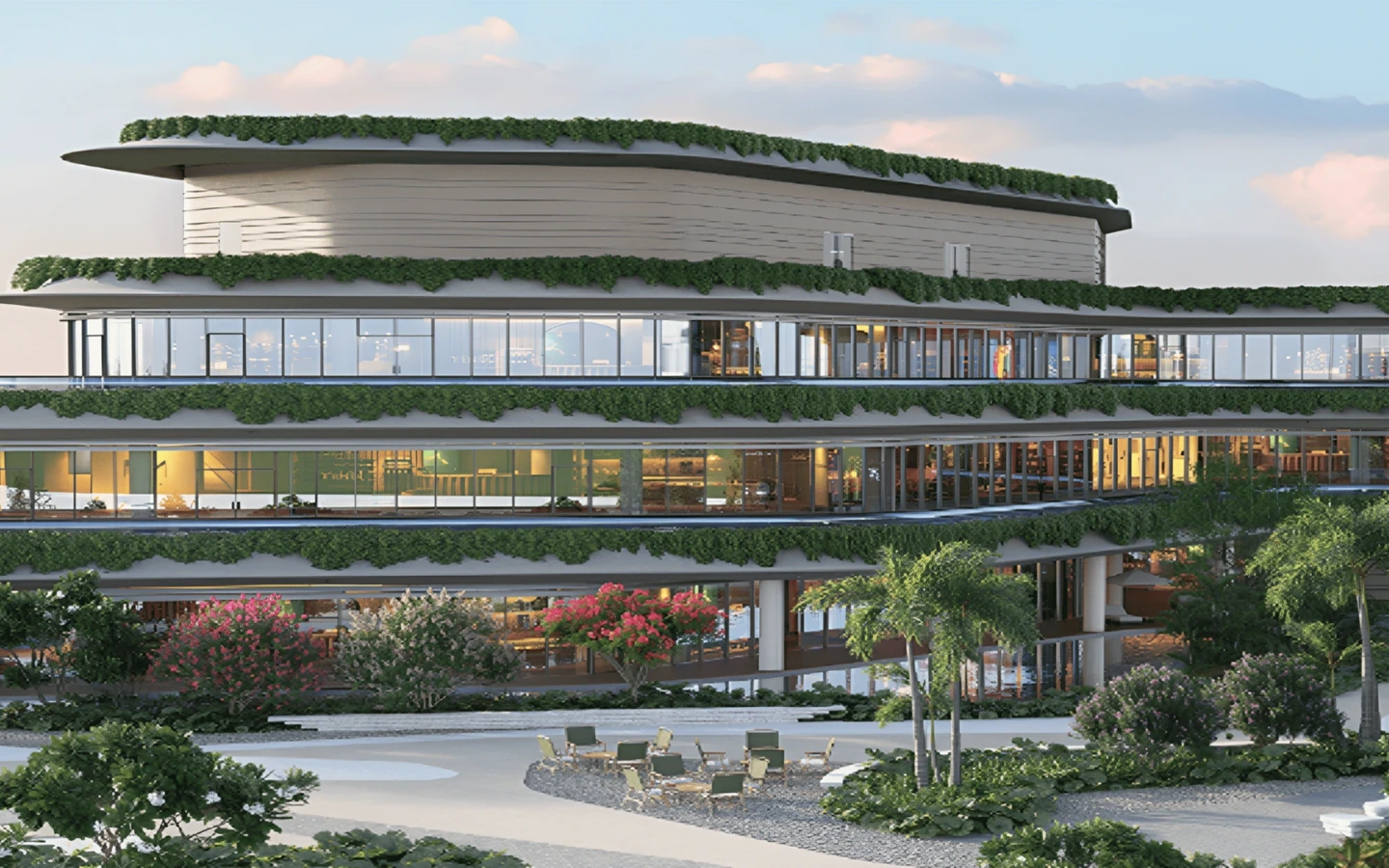 trillion new launch in sector 48 3 storey clubhouse view including greenery and forest theme