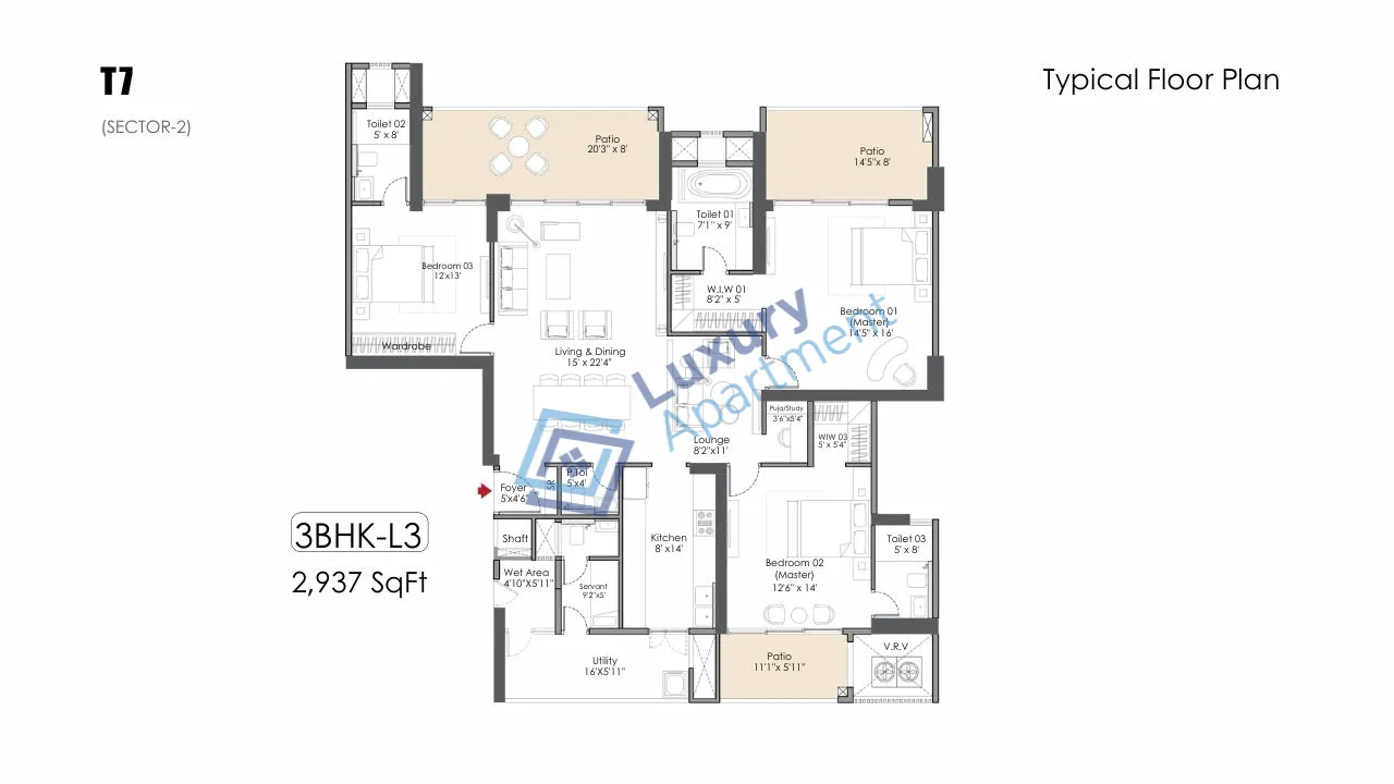 3 BHK L3 Plan