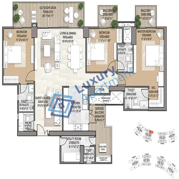 3.5 BHK Unit Plan