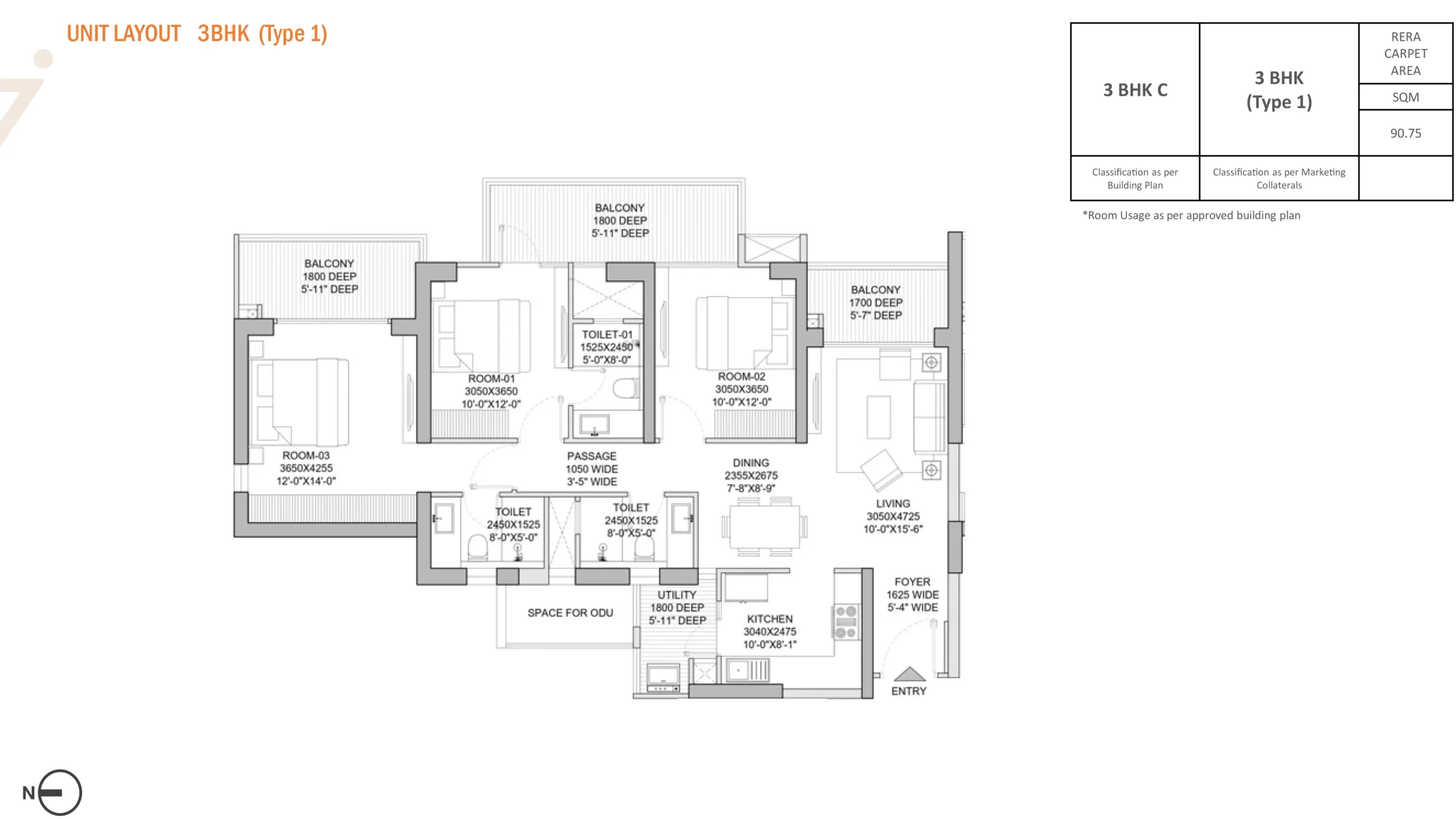3 BHK Plan