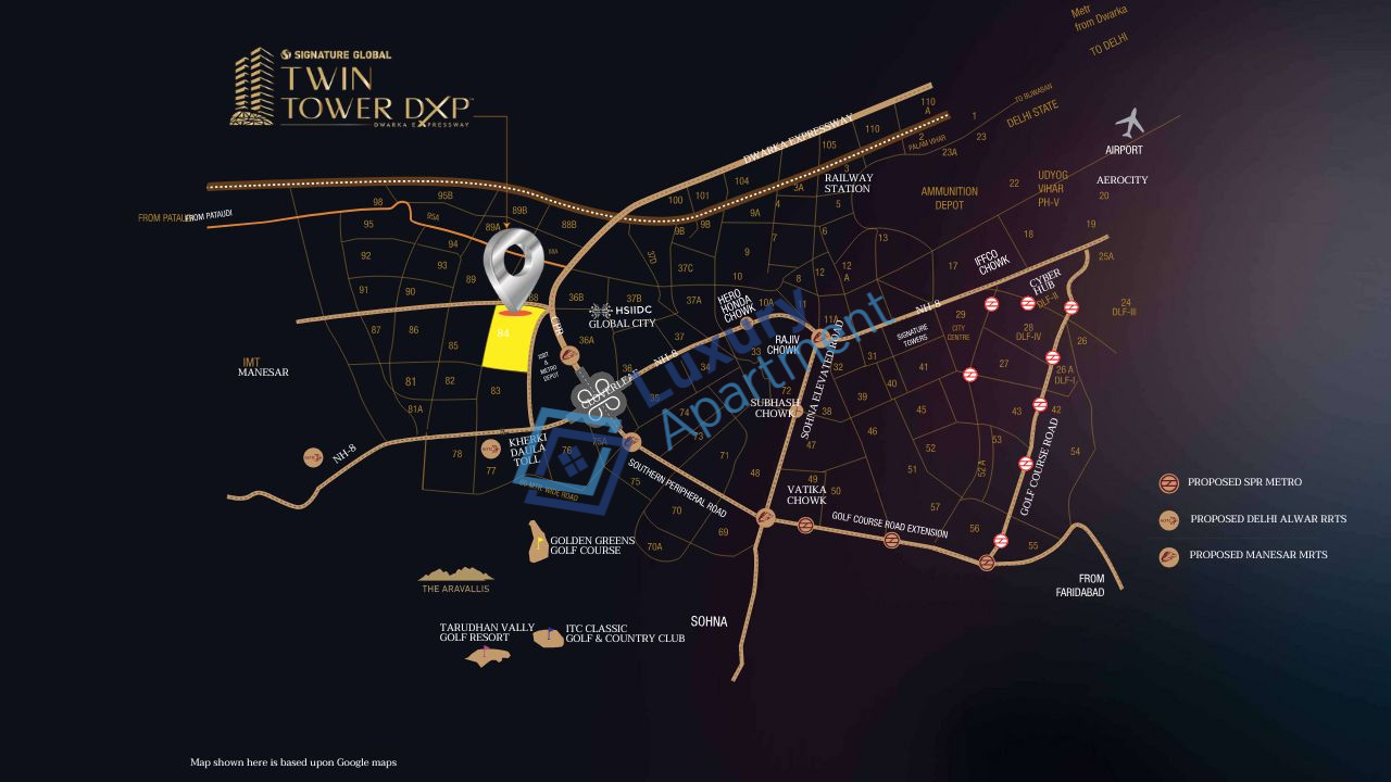 Signature Twin Tower DXP location map image