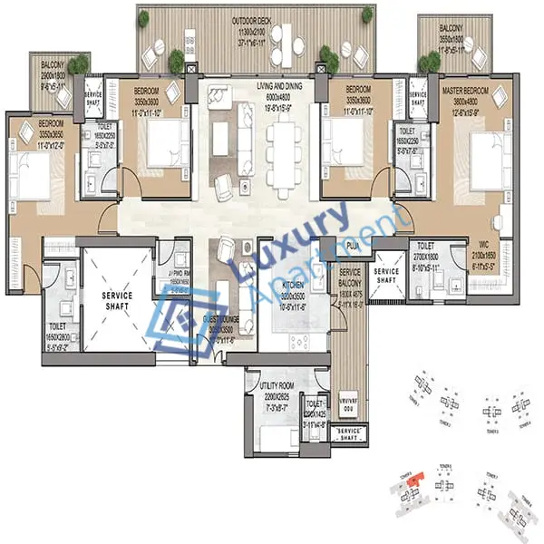 4 BHK Unit Plan