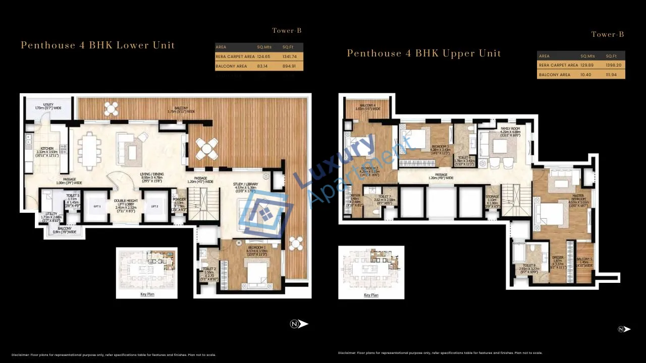 3 BHK Type- B (Tower- B) Plan