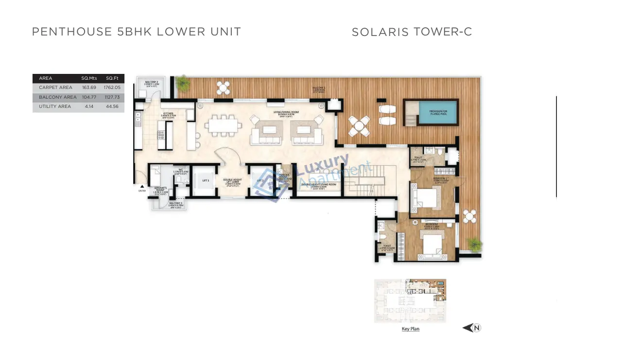 5 BHK Lower Unit (T-A & C) Plan