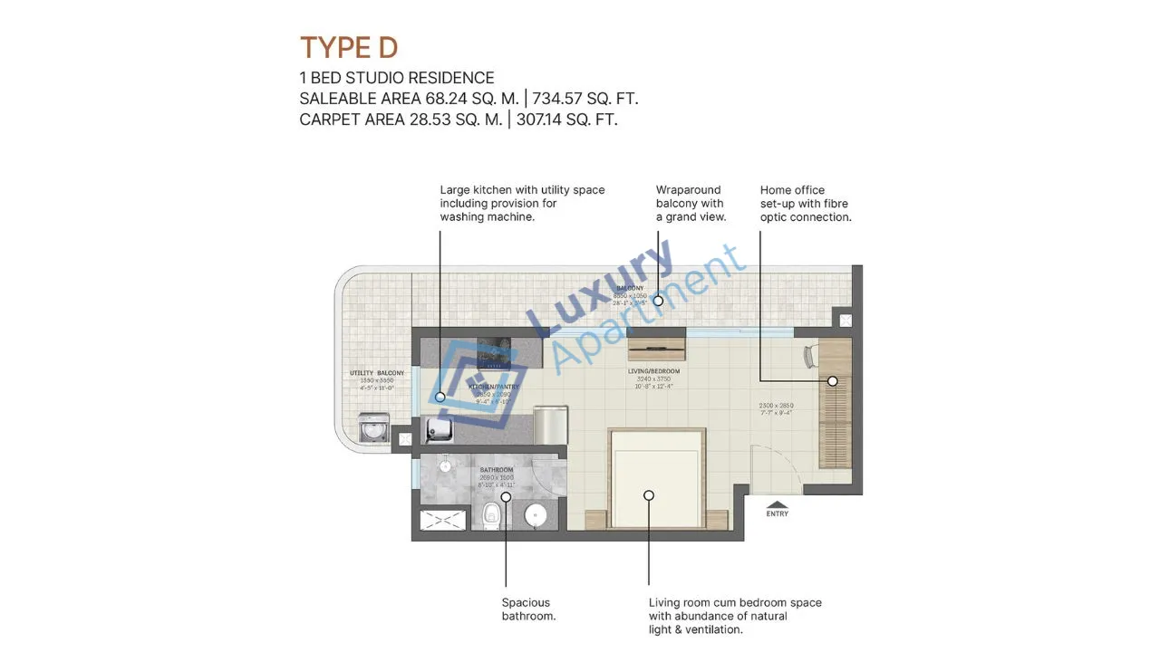 Studio Apartment/1RK Plan