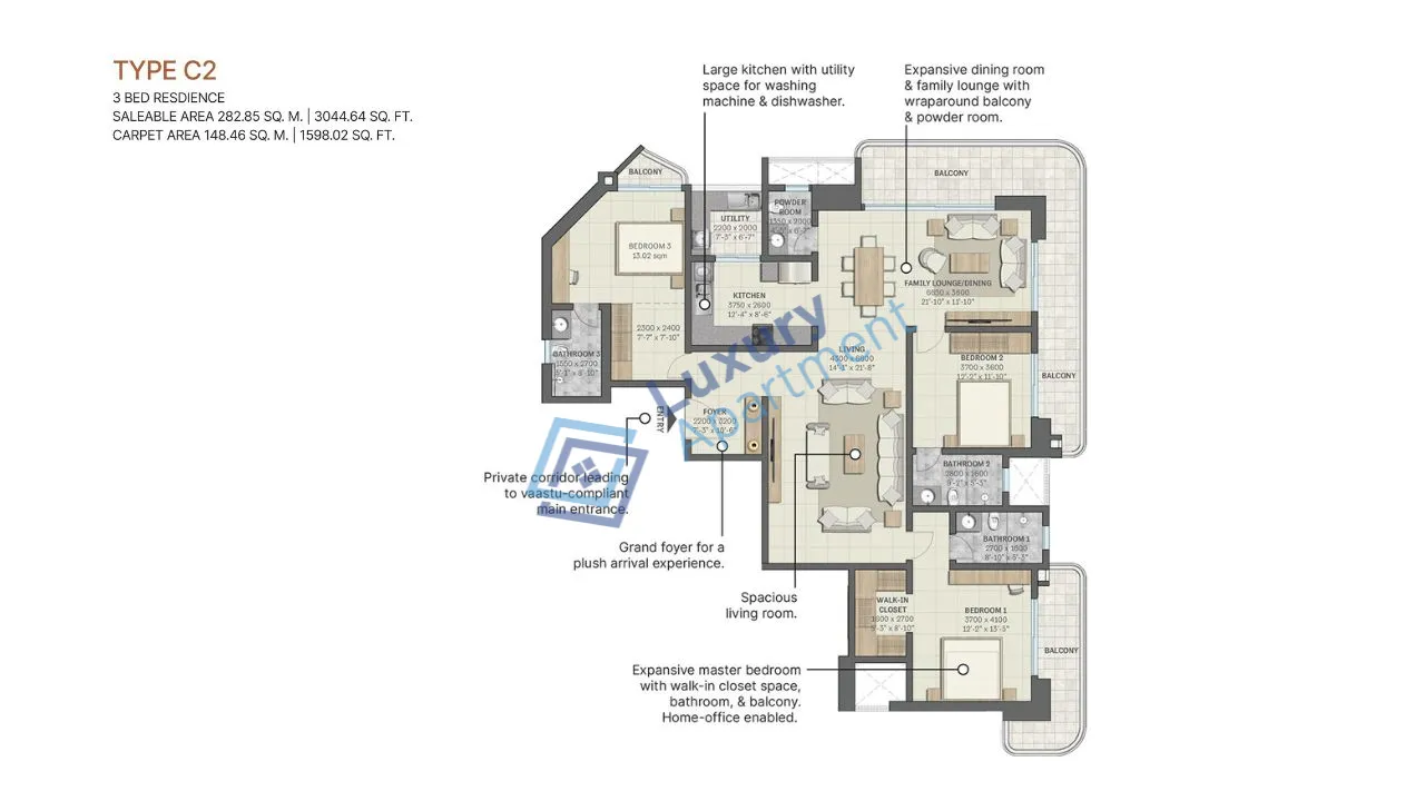 3 BHK Apartment Plan