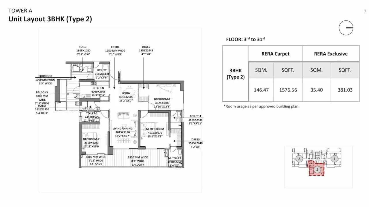 3 BHK  Plan