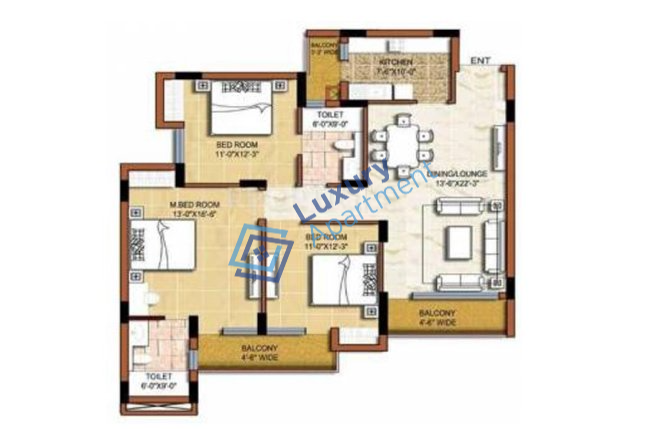 3 BHK- Large Plan